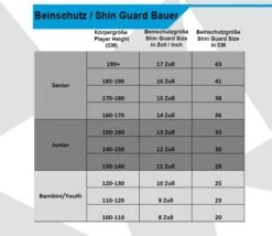 Bauer X Beinschoner Senior -Wintersportgeschäft Beinschutz Tabelle 3