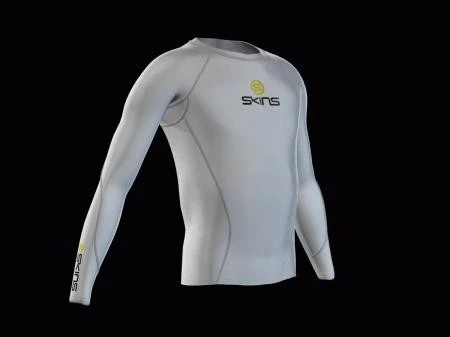 SKINS Youth Unisex Bio Compression Long Sleeve Top White With Grey Stitching - B12005005 3 SKINS Youth Unisex Bio Compression Long Sleeve Top White With Grey Stitching - B12005005